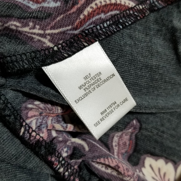 One World Printed Embellished Floral Black Dress Woman Size 1X - Picture 9 of 9